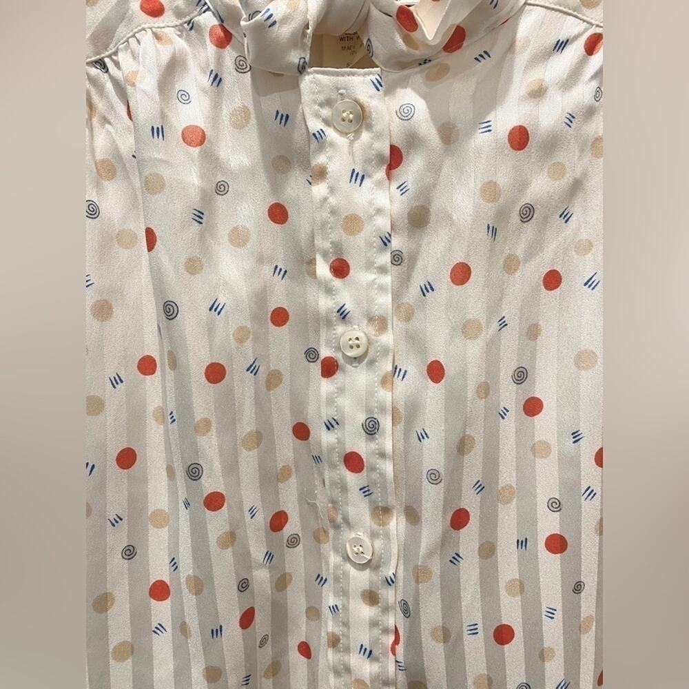 EVAN PICONE | Vintage Cream Polka Dot PussyBow Blouse Made in Japan | Size 14 - Picture 3 of 8